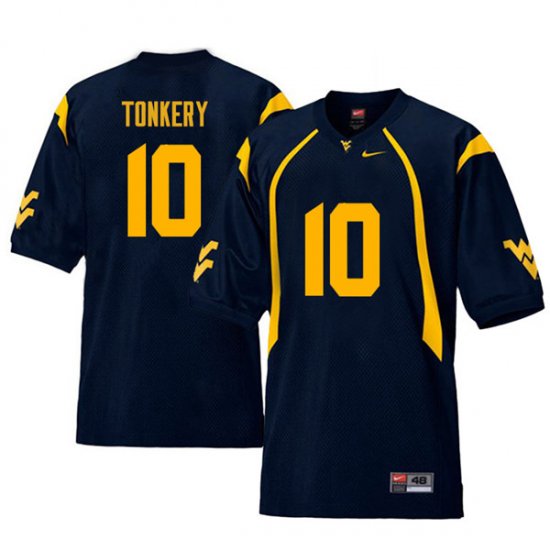 Men's West Virginia Mountaineers NCAA #10 Dylan Tonkery Navy Authentic Nike Retro Stitched College Football Jersey OD15E05FY